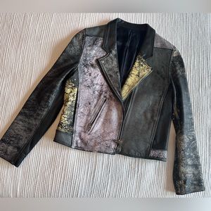 Acne SS09 Painted Leather Jacket. Size XS.
